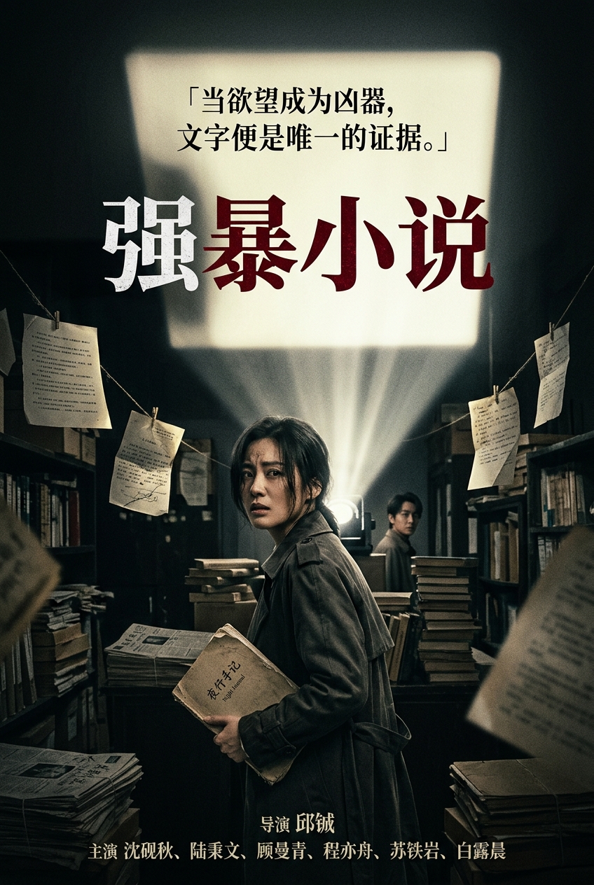 《强暴小说》首屏剧照：沈砚秋在暗房台灯下翻看手稿